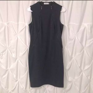 Calvin Klein CK Sleeveless Dark Gray Dress Size 4 Bodycon MIDI EUC